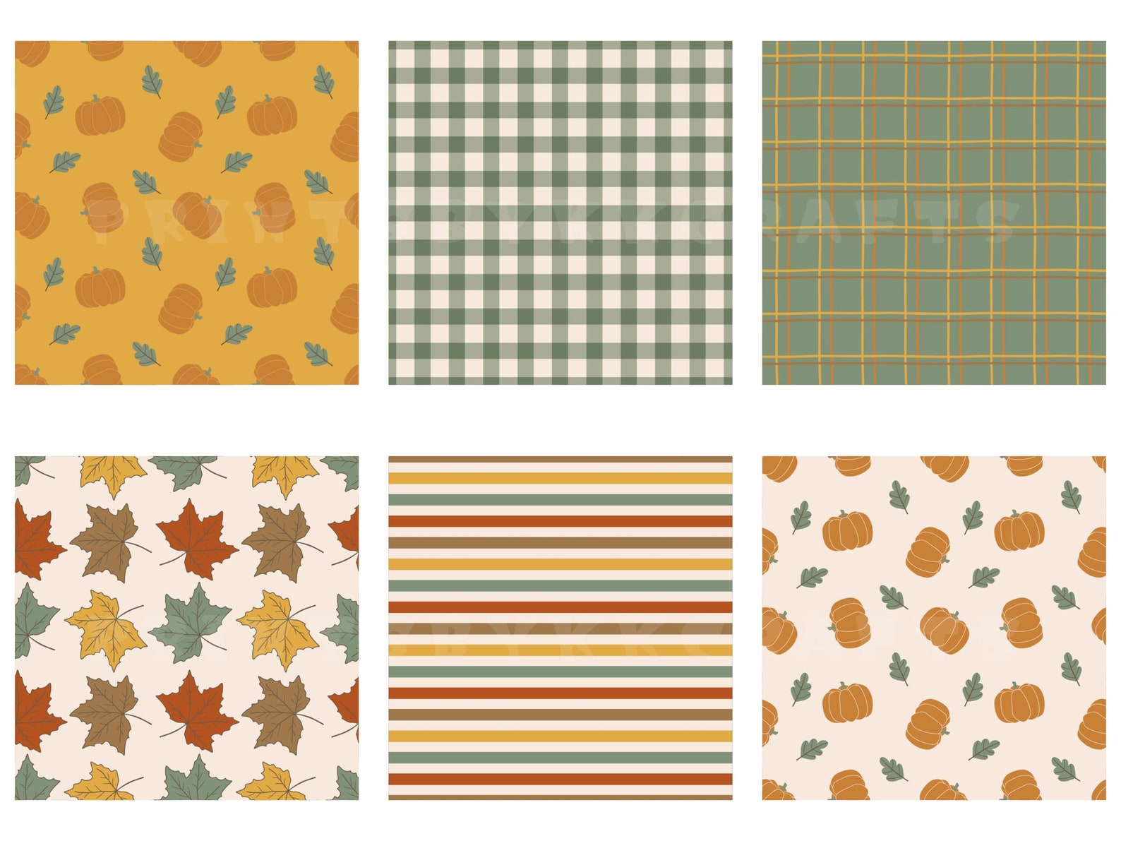 Autumn Fall Digital Paper Pack, Seamless Repeat Printable Pattern ...