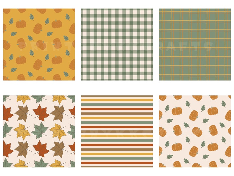 Autumn Fall Digital Paper Pack, Seamless Repeat Printable Pattern ...