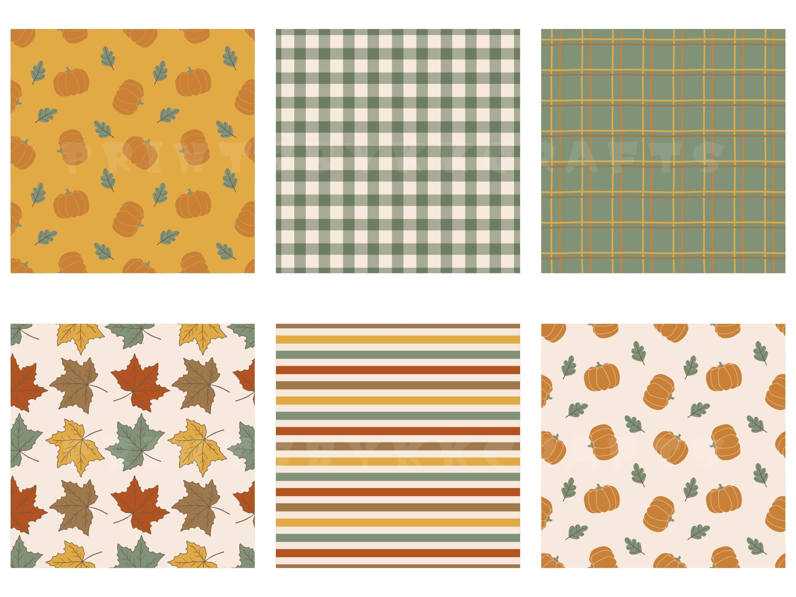 Autumn Fall Digital Paper Pack, Seamless Repeat Printable Pattern ...