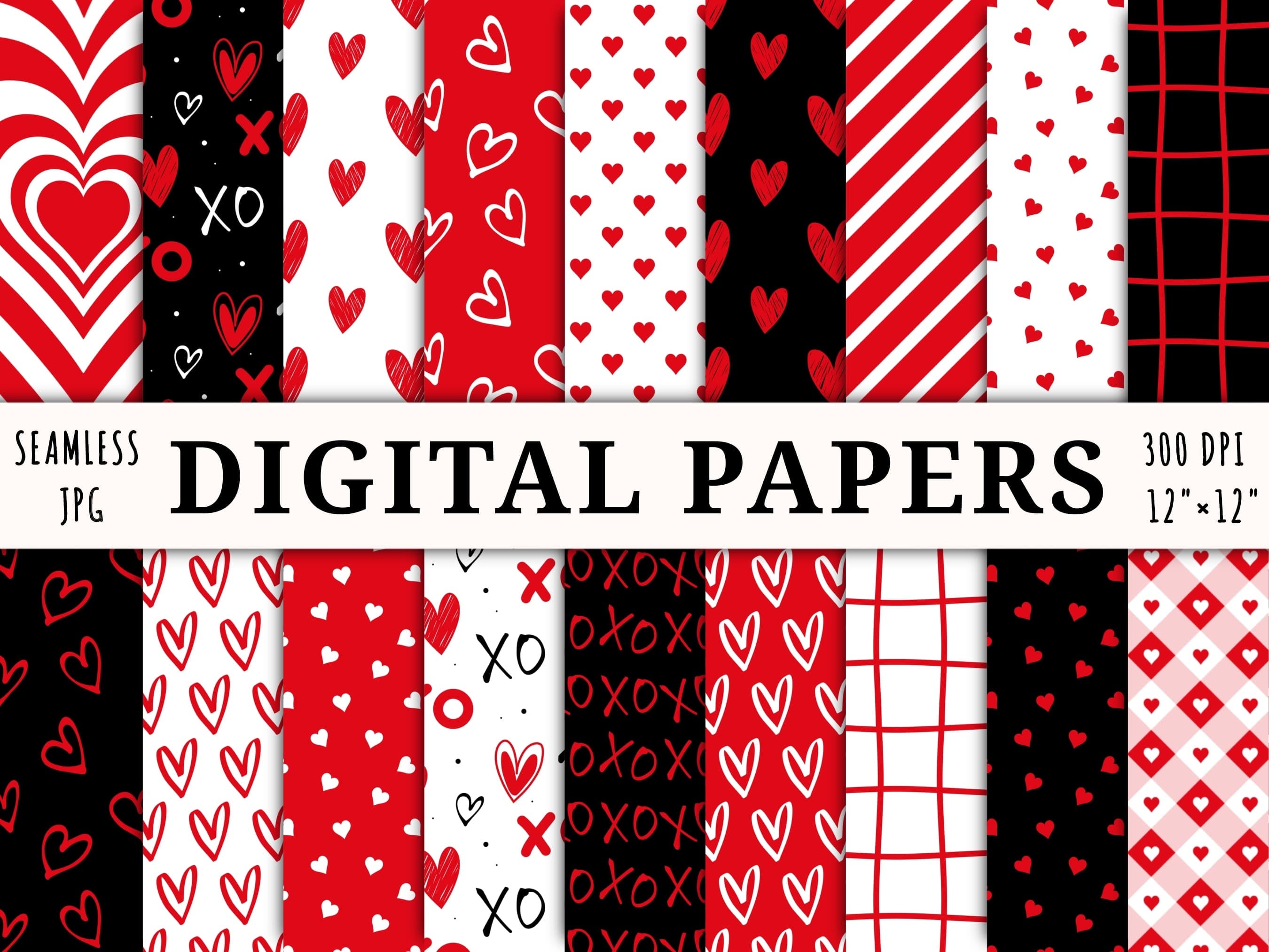 Valentine's Day digital paper love scrapbook paper valentine pattern hearts  printable paper bird owl cupid background commercial use D771