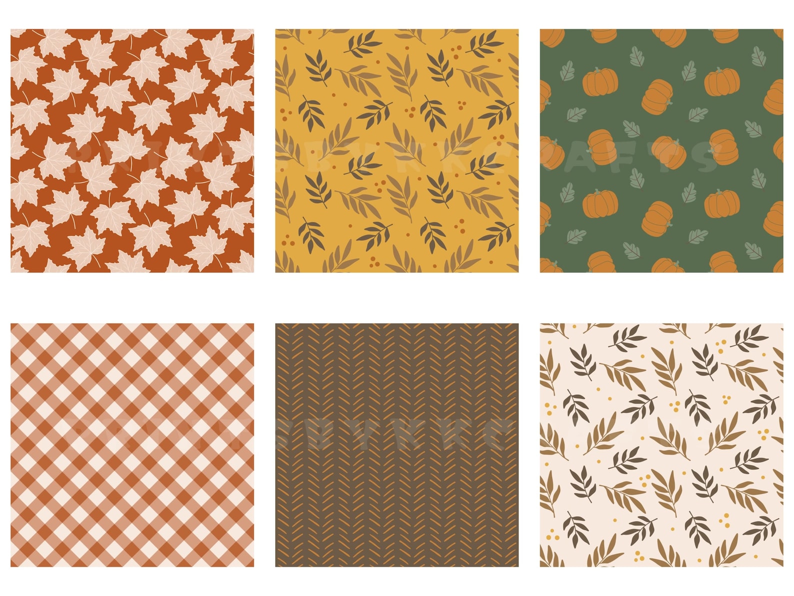 Autumn Fall Digital Paper Pack, Seamless Repeat Printable Pattern ...