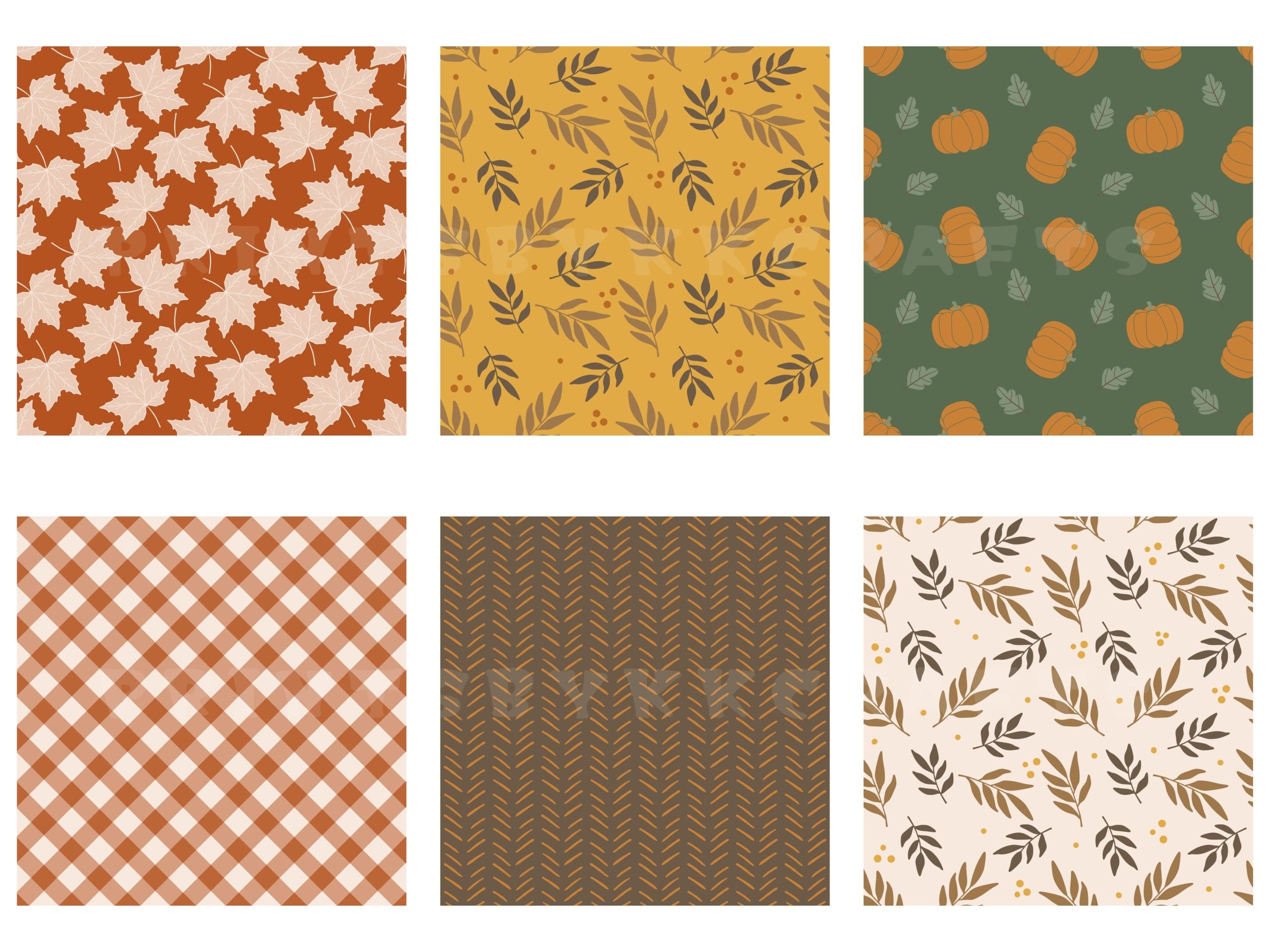 Autumn Fall Digital Paper Pack, Seamless Repeat Printable Pattern ...