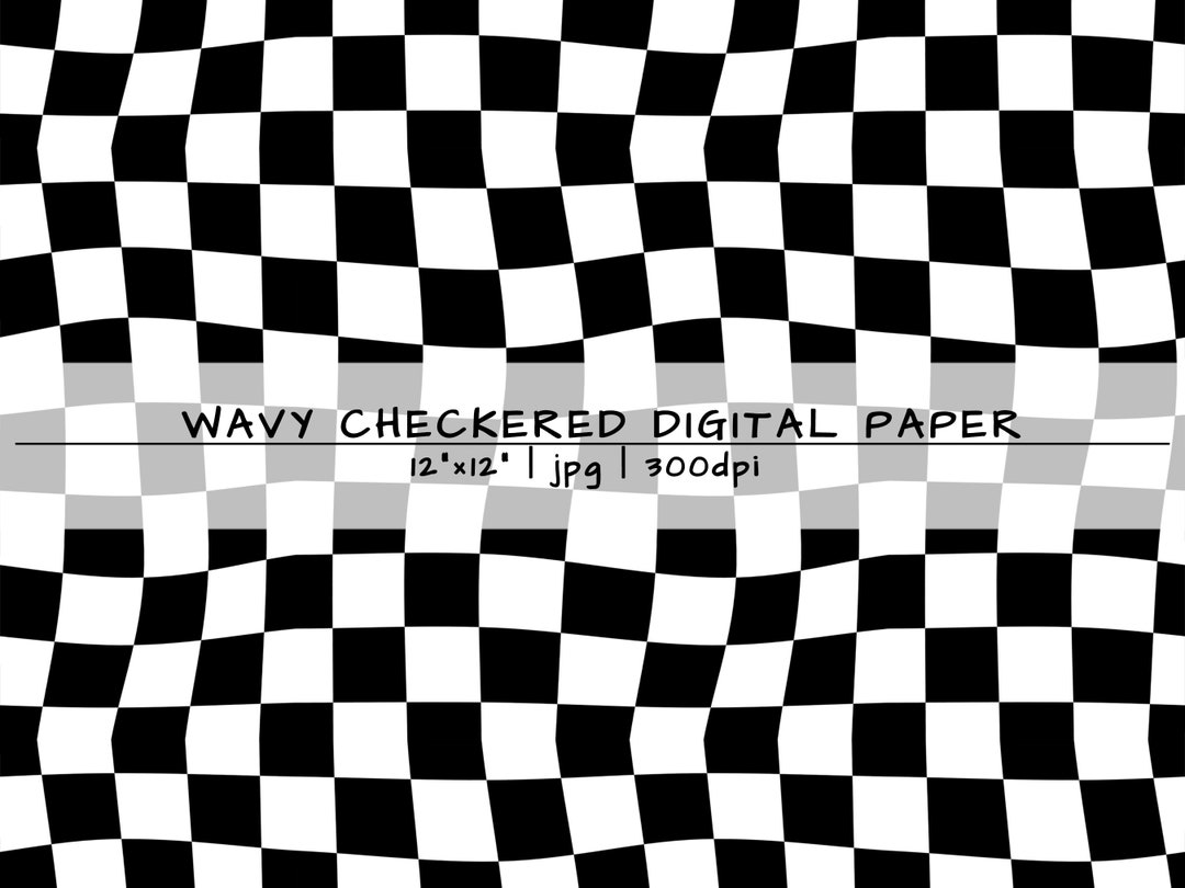 Black and White Wavy Checkered Digital Paper Seamless Repeat Etsy