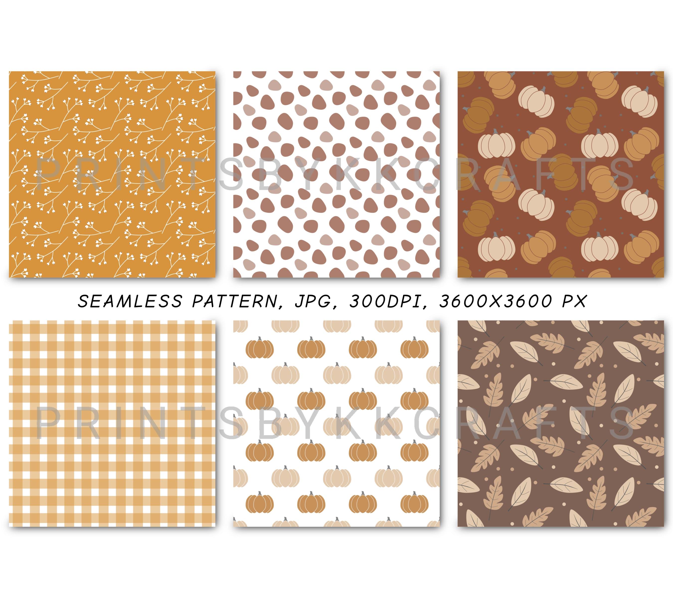 Autumn Fall Digital Paper Bundle, Seamless Repeat Pattern, Digital ...