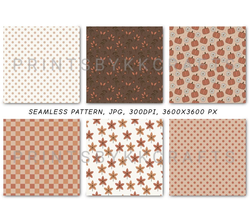 Fall Digital Papers, Autumn Seamless File, Printable Repeat Pattern ...