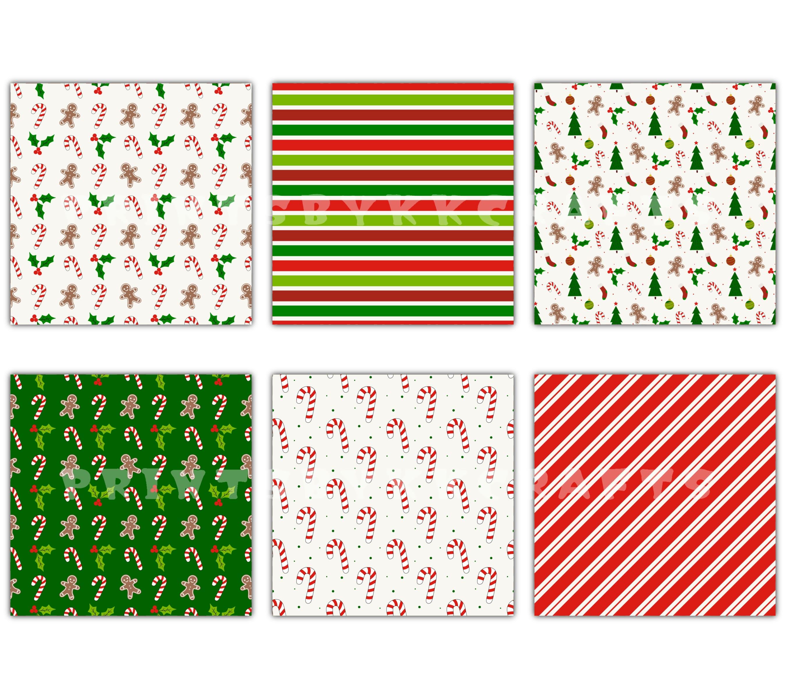 Ginger Bread Candy Cane Pattern, Christmas Seamless Digital Papers ...