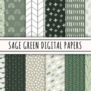 Sage Green Boho Seamless Digital Paper NEUTRAL ABSTRACT pattern, Instant download file OLIVE background, Trendy Mint digital scrapbook print