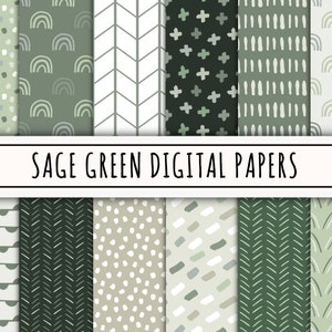 Sage Green Boho Seamless Digital Paper NEUTRAL ABSTRAKTES Muster, Sofortige Download-Datei OLIVE Hintergrund, Trendy Mint digitaler Scrapbook Druck
