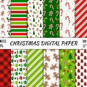 Ginger Bread Candy Cane Muster, Weihnachten Nahtlose digitale Papiere, Urlaub Scrapbook Papier, Instant Download Datei, Baum Blatt Hintergrund