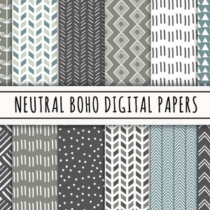 Neutralny, boho, bezszwowy papier cyfrowy, zielony papier do scrapbookingu, minimalistyczne tło, natychmiastowe pobieranie pliku, wydruki boho, również do użytku komercyjnego