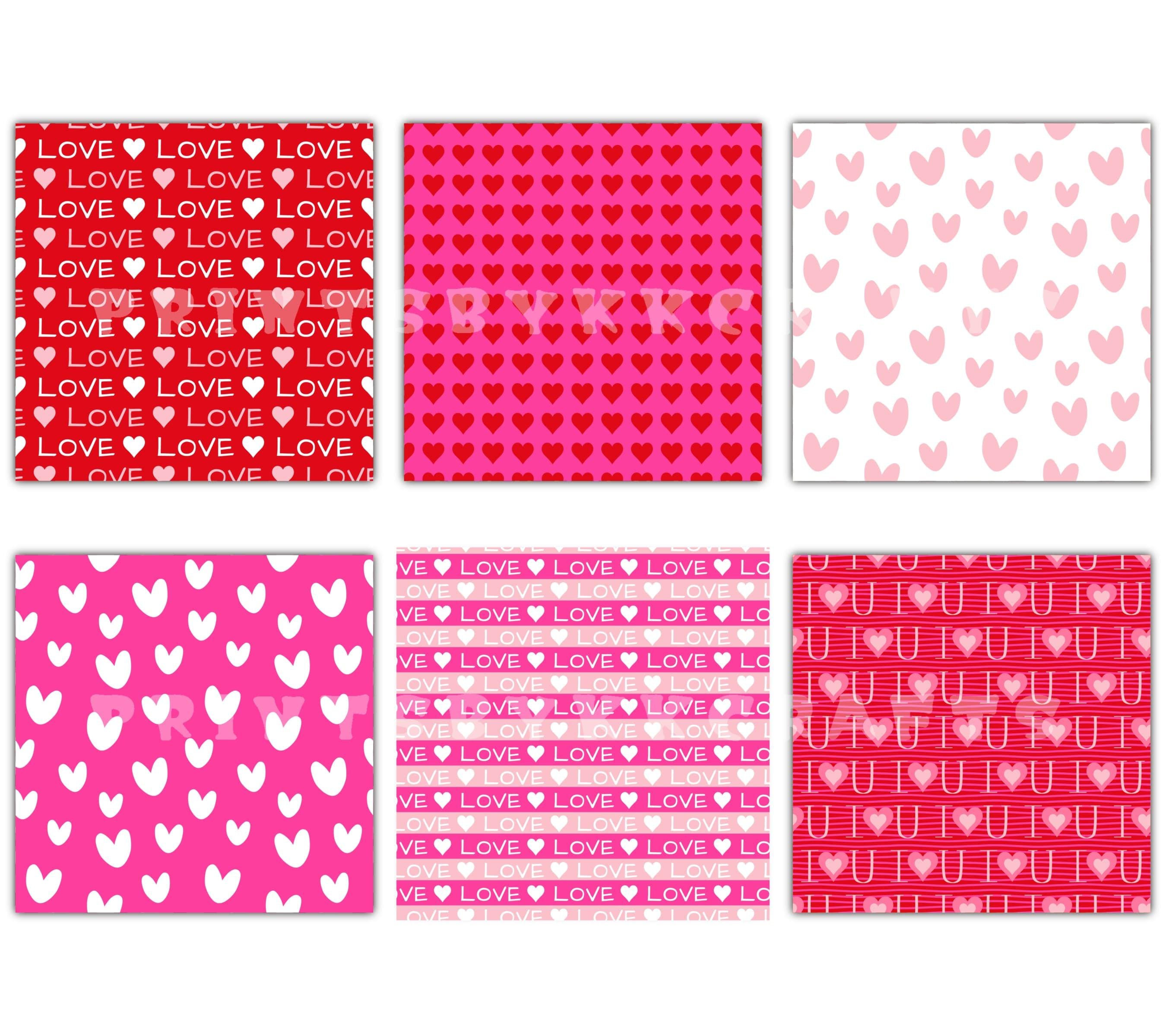 Pink and Red Valentines Digital Paper, Seamless Repeat Printable ...