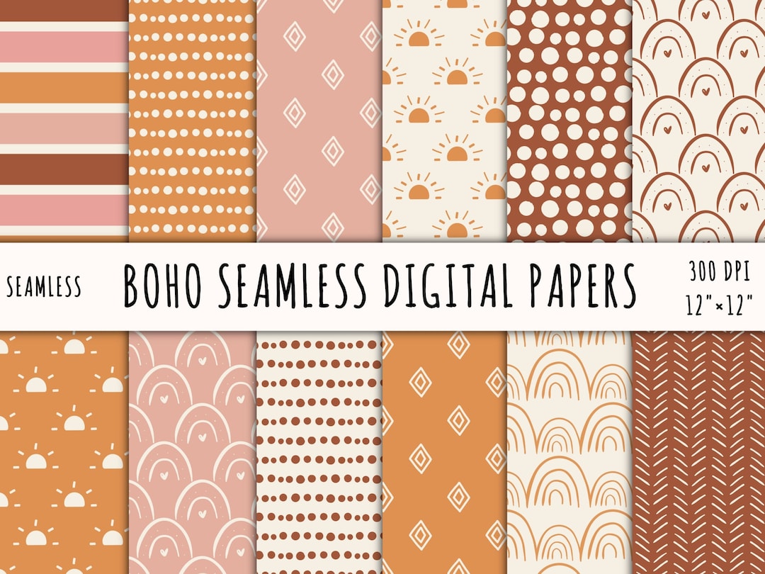 Patterned Craft Paper Boho Boho Seamless Digital Paper, Boho Seamless File, Boho Pattern, Boho ...