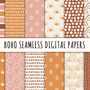 Boho seamless digital paper, boho seamless file, boho pattern, boho background, boho scrapbook paper, boho rainbow pattern, commercial use