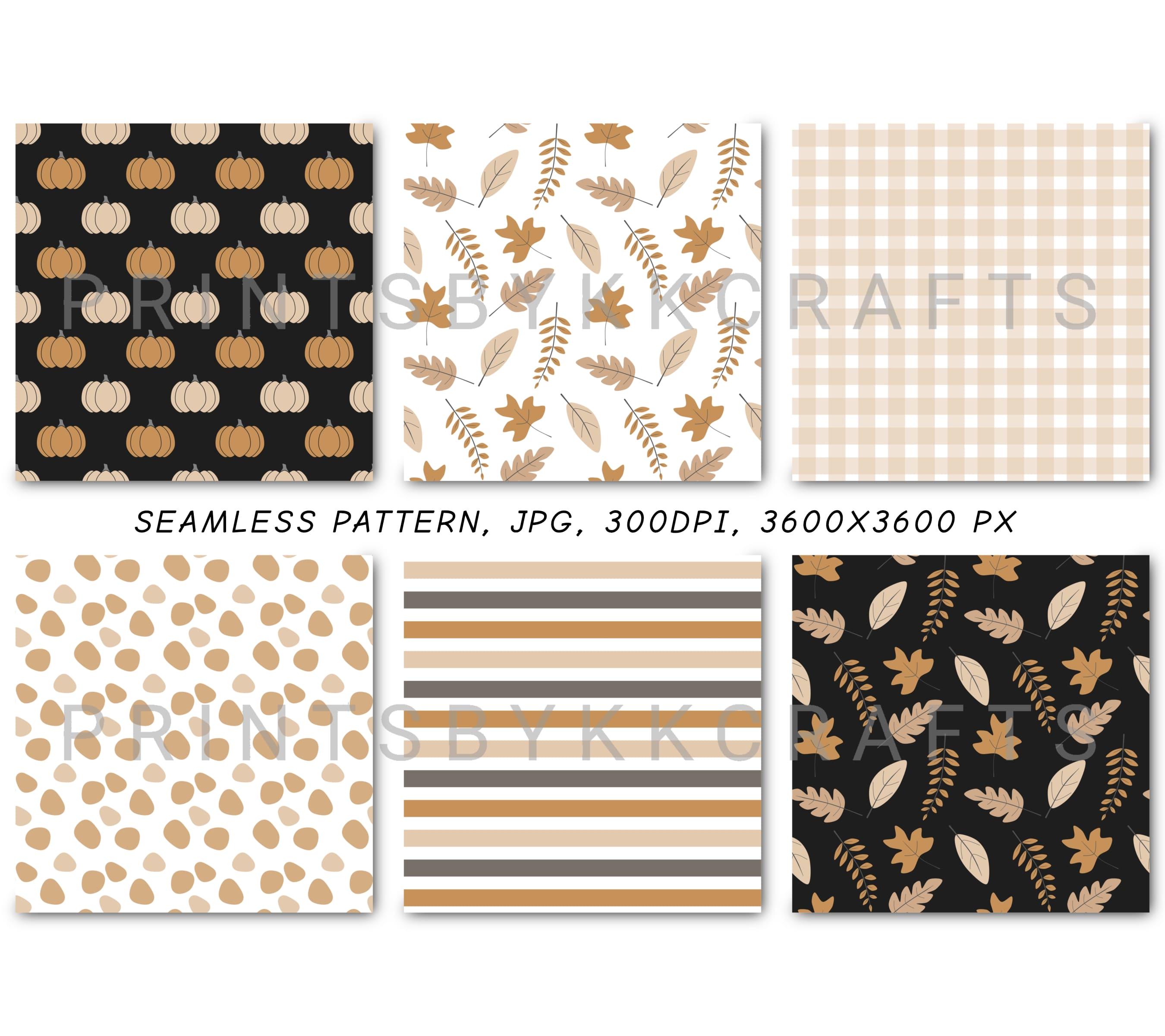 Autumn Fall Digital Paper Bundle, Seamless Repeat Printable Pattern ...