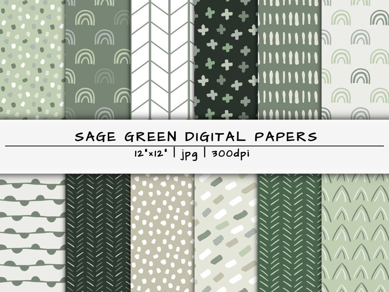 Sage Green Boho Seamless Digital Paper NEUTRAL ABSTRACT Etsy