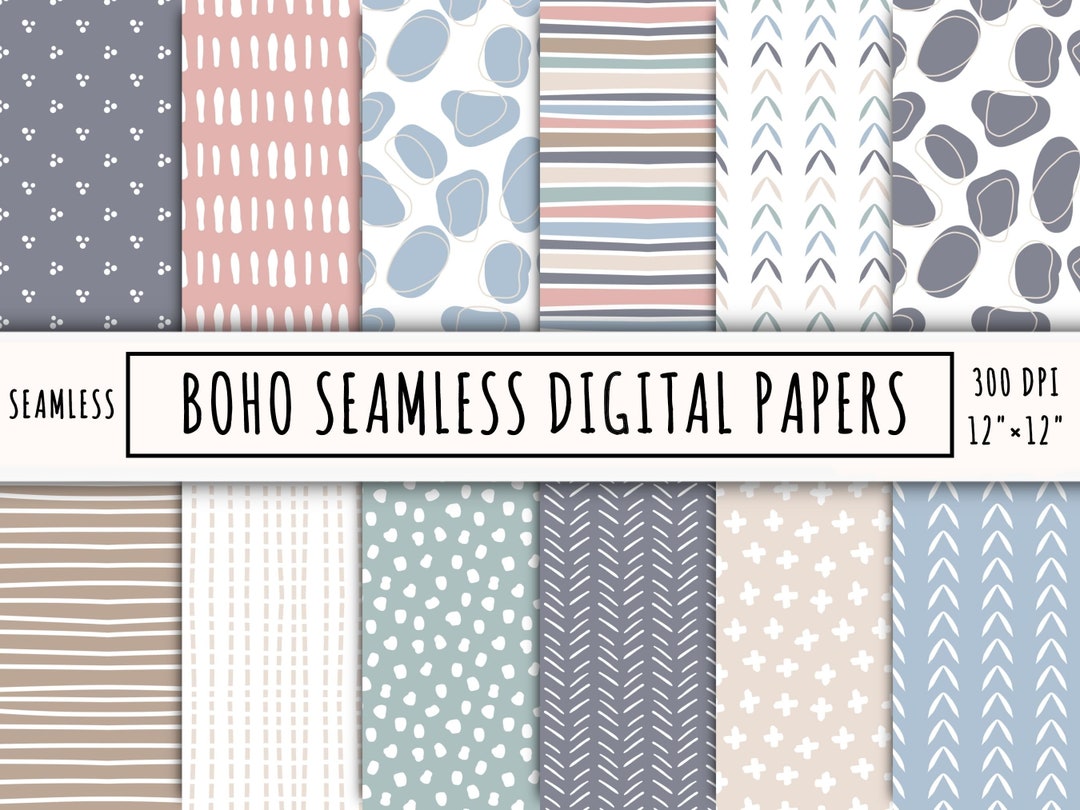 Boho Seamless Digital Paper Pack, Repeat Patterns, Instant Download ...