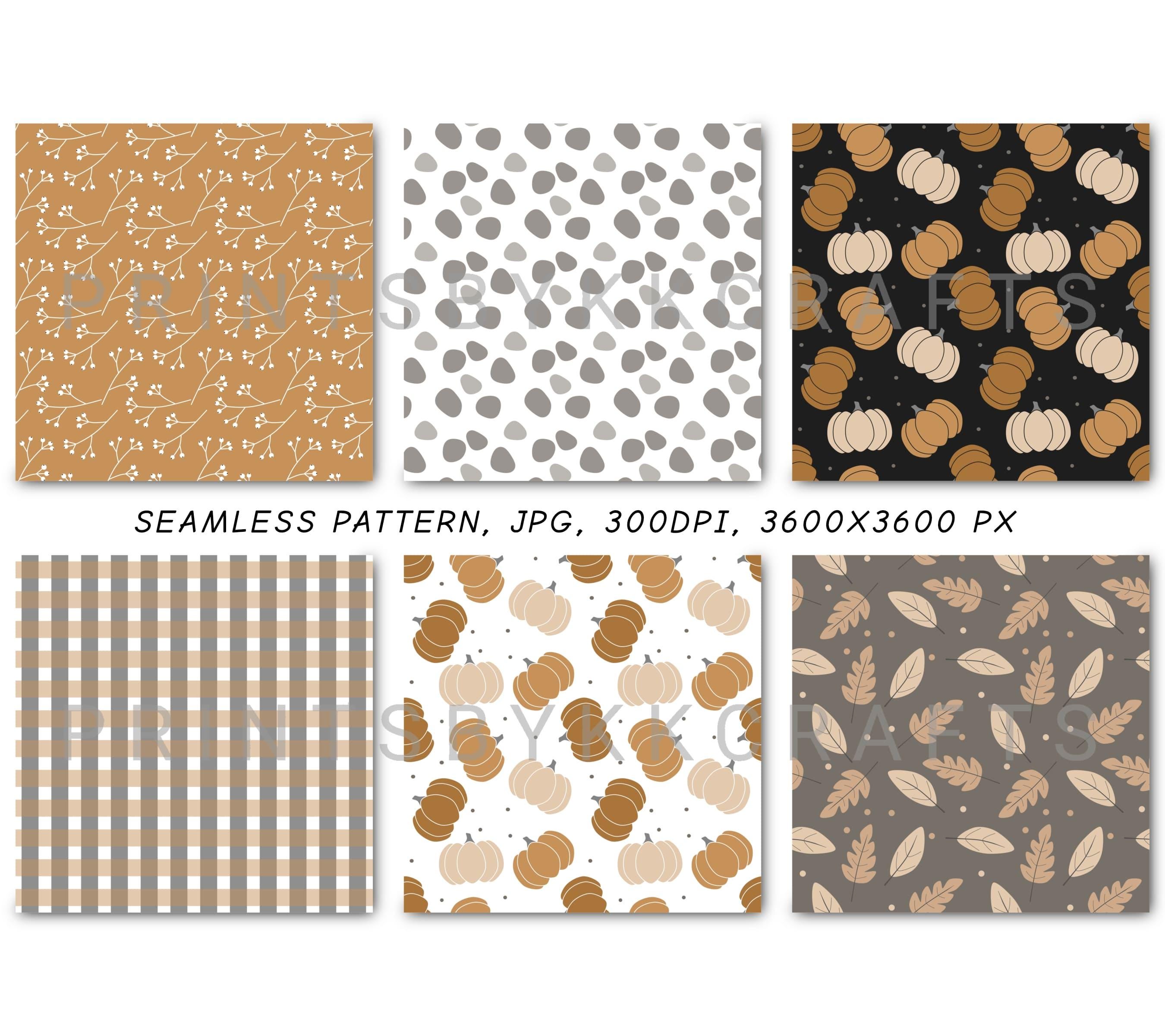 Autumn Fall Digital Paper Bundle, Seamless Repeat Printable Pattern ...