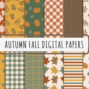 Herbst Herbst digitales Papier Pack, nahtloses druckbares Muster, digitaler Download Datei, Blatt Hintergrund Boho Kürbis Scrapbook Papier jpeg