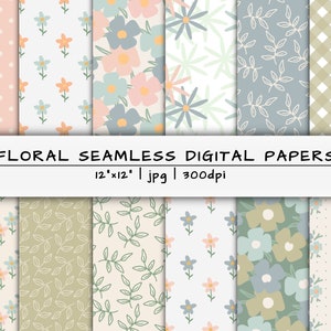 Boho Floral Seamless Digital Paper, Spring Floral Pattern, Digital Download File, Floral Background, Printable Scrapbook Paper, Boho Flower