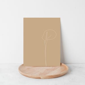 Calla Lily Line Art | Tan Blank Folded Cards | Stationary Set