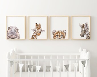 Peekaboo Nursery Art - Safari Nursery Decor - Print je eigen Nursery Artwork
