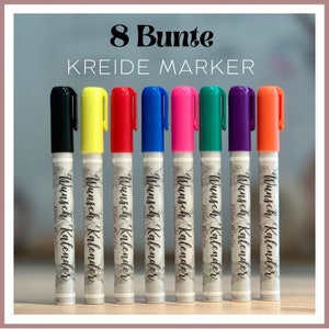 Colorful chalk markers, set of 8 markers, chalkboard markers, wish calendar pens. Chalk markers