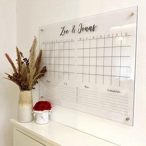 2 Montaskalender | Personalisierter Monatsplaner aus Acrylglas | Acrylboard für die Wand | Pärchen-Kalender
