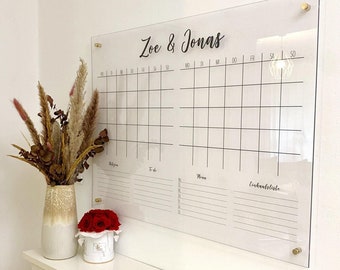 2 Montaskalender | Personalisierter Monatsplaner aus Acrylglas | Acrylboard für die Wand | Pärchen-Kalender