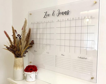 2 Monday calendar | Personalized monthly planner made of acrylic glass | Acrylic board for the wall | Couple calendar