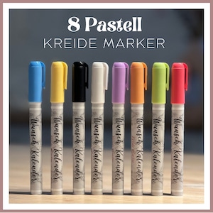 Pastell Kreide Marker, Set mit 8 Markern, Chalkboard Marker, Wunsch Kalender Stifte. Kreidemarker