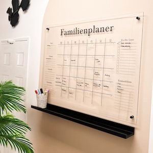 Familienkalender | Familienplaner | 4 Namen | Personalisierter Monatsplaner aus Acrylglas | Familienkalender für die Wand