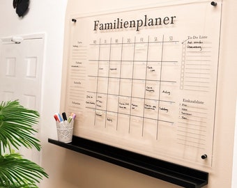 Family calendar | Family Planner | 4 names | Personalized monthly planner made of acrylic glass | Family calendar for the wall