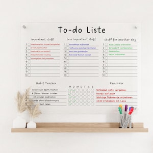 Personalisierte To Do Liste aus Acrylglas | Produktivitäts Planer| für die Wand