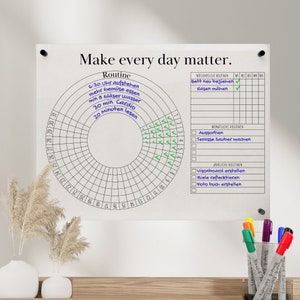 Monats Routinenplaner | Personalisierter Habit Tracker |  Acrylglas | mit Tisch Staffelei | Wiederverwendbar | Gewohnheitstracker | Jahr