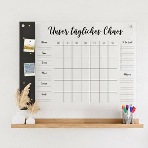 6 Personen Kalender | Familienplaner für 6 Personen mit Magnetboard | Personalisierter Planer aus Acrylglas | Familienkalender für die Wand
