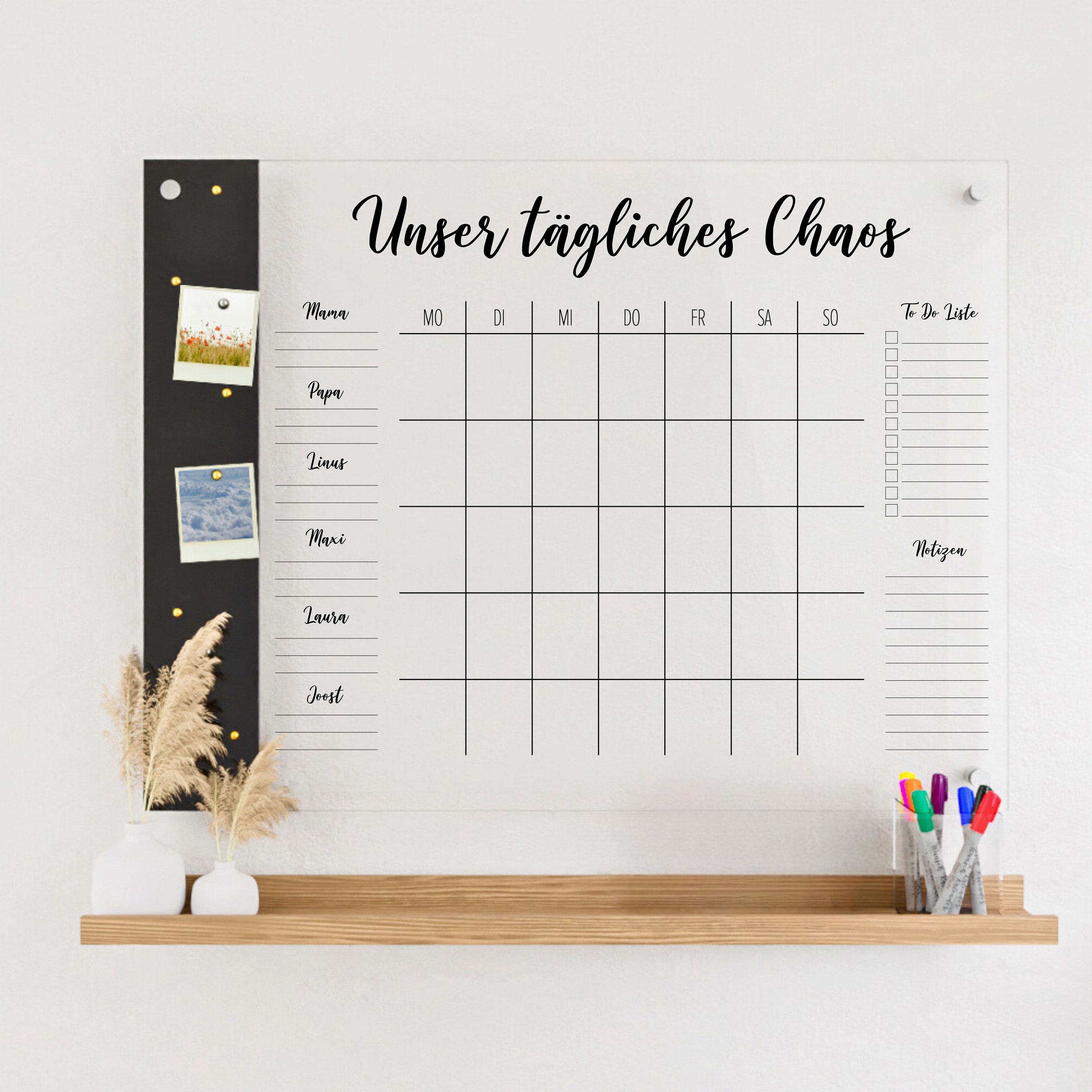 Magnetischer Kalenderhalter Für Die Wand – Verstellbar 40–68 Cm, Mit Clips & Ringen
