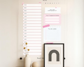 Personalized acrylic daily planner | Pink | Routine planner | Wall organizer | Wipe-clean weekly overview
