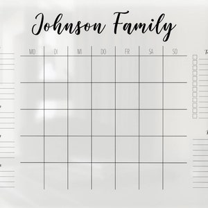 5 Names Family Planner Planner for five Personalized monthly planner made of acrylic glass Family calendar for the wall image 3