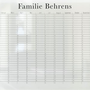 May include: A white dry-erase calendar with the text "Familie Behrens" at the top. The calendar is divided into 12 months, with each month having 31 days. The calendar is perfect for keeping track of appointments, birthdays, and other important dates.