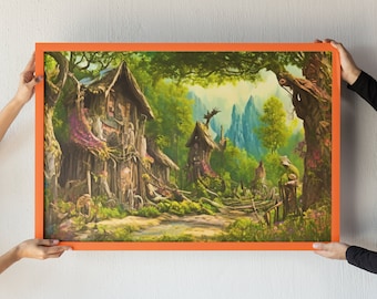 Fantasikonst, Skogstryck, Direktnedladdning, Digitalt konstverk, Skogsväggkonst, Fantasitryck, Mörk fantasiväggkonst, Heminredning, Väggkonst