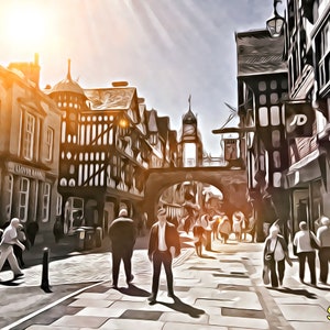 Places To Visit In Chester, Chester City Centre, Chester Clock, Printable Art, Home Decor, Chester, England, Eastgate Street, Eastgate Clock