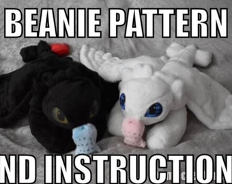 Toothless & White Fury Beanie Plush Pattern and Instructions HTTYD Plush Plushies with Magnet Fishie