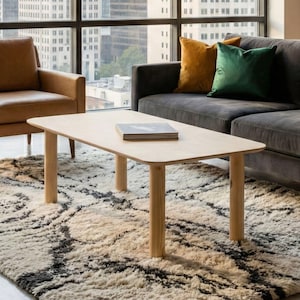 Rectangle Coffee Table Wood, Mid Century Modern Customizable Coffee Table Rectangular Livingroom Furniture