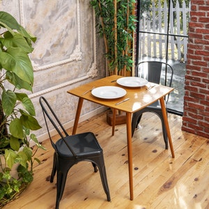 Square Oak Wood Dining Table, Mid Century Modern Rustic Dine Table ...