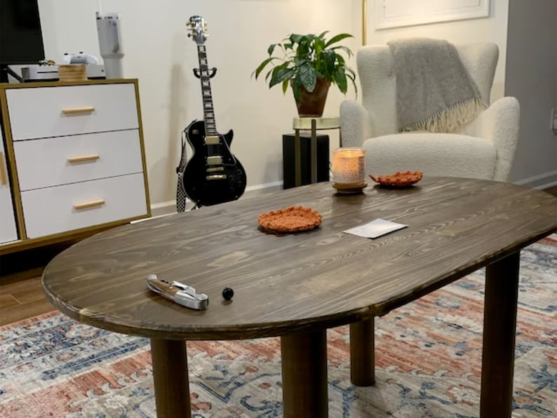 We combine Oval Low Coffee Table Walnut Wood with Mid Century Modern Coffee Table. Here is Unique Center Table as a Livingroom Furniture! This Wooden Large Coffee Table will be absolutely fantastic large coffee table.