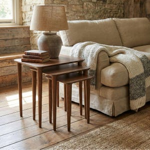 Walnut Wood Nesting End Table Set of 3

Small Side Coffee Table | Mid Century Modern Square Nest Table | Livingroom Furniture

Create a stylish and functional living space with this walnut wood nesting end table set. Perfect for small living rooms, apartments, or cozy corners, these tables save space while adding a modern mid-century charm.

You can purchase the tables as a set of 3, as a single table, or as a pair. Simply select your preferred option from the dropdown menu.