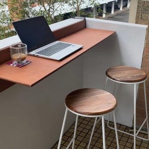 Mesa de bar plegable personalizable que ahorra espacio para barandillas de terraza, terraza, azotea y porche, balcón Mesa de bar plegable para exteriores imagen 9
