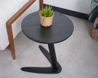 Black C Shaped End Side Table, Round Sofa Coffee Tables