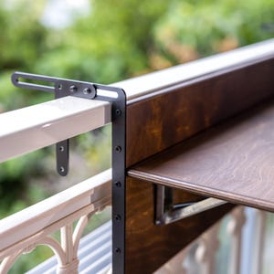 We perfectly combine Balcony Bar Table with Space Saver Railing Pub Table for Home Outdoors Patio! Here is Wooden Apartment Deck Table Outdoor Hosting Furniture!