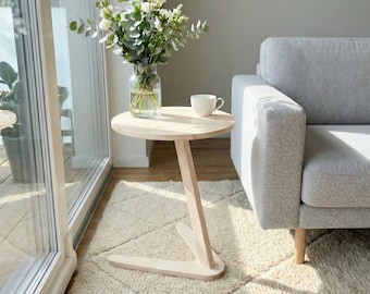 C-Shaped Plywood Coffee Table: Mid-Century Modern Sofa End Table
